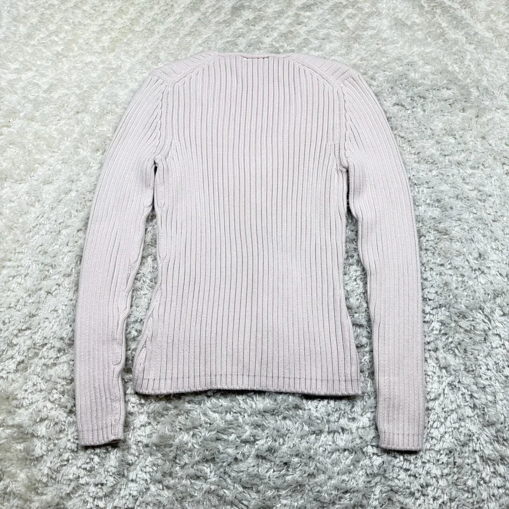 Old Navy Women's Sweater Medium V Neck Long Sleeve Ribbed Knit Cotton Pink Boho - Picture 2 of 10